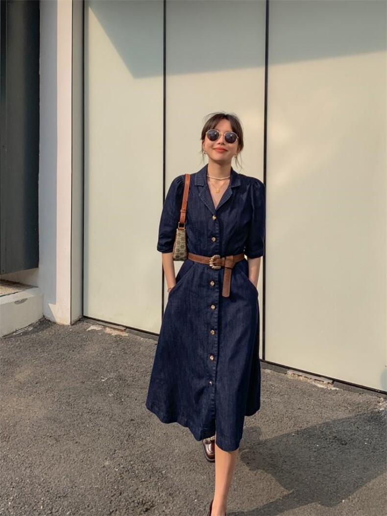 牛仔连衣裙，女装连衣裙，肆尔