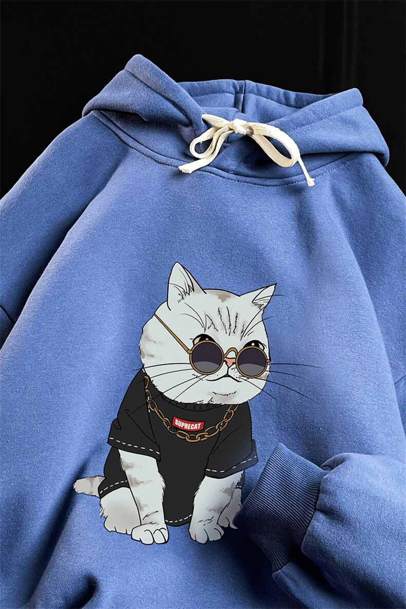 WY2044-P35加绒款-P40纯棉连帽卫衣男大码运动帽衫宽松薄,男装卫衣,电商A040