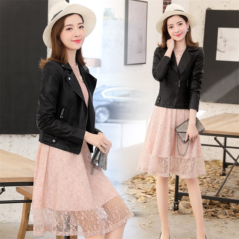 翻领修身气质时尚短款皮衣2021年春季潮流皮衣，女装皮衣，阿菲诺依