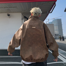量大优高品质拉链大口袋复古做旧PU皮夹克1213-DY2315特P80，男装夹克，星座1213