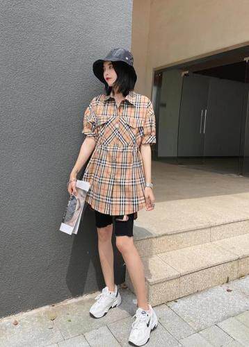 爱美欧夏季格子衬衫，女装衬衫，爱美欧