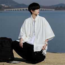 8XL-M中山领新中式短袖衬衫大码痞帅休闲半袖垂感衬衣DC5002/P50，男装衬衫，电商B238