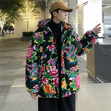 MY206东北大花连帽加厚保暖防寒棉衣外套风特色棉服情侣花衣，男装棉衣，星座115A(原星座507）