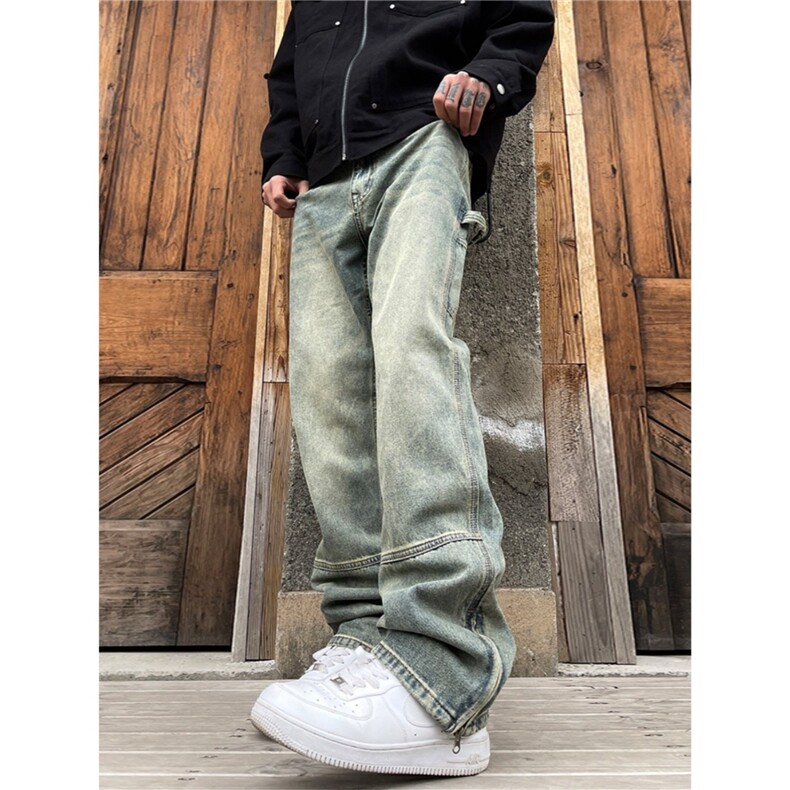 美式复古做旧牛仔裤男女高街潮牌设计感工装长裤N7268-P40,男装牛仔裤,星座208-5