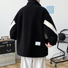 冬款加绒加厚棉衣外套拼色徽章潮羊羔绒棉服男士8146-P115控价158，男装棉衣，电商A441-1