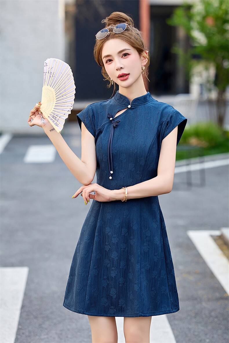 梦依缘2025年夏季时尚精品新中式风连衣裙,女装连衣裙,梦依缘