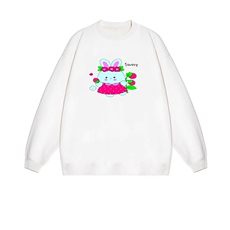 2025年秋季套头长袖草莓小兔时尚百搭通勤简约休闲，女装卫衣/绒衫，花可