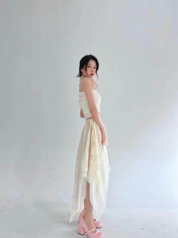 不规则针织抹胸上衣，抹胸，HE