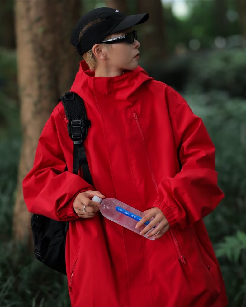 砖红色冲锋衣外套痞帅炸街男秋冬设计日系防水山系夹克JK455,男装夹克,星座1116A-1（原606A）