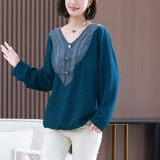 2023春装新款卫衣女韩版宽松中长款V领气质休闲简约上衣，女装T恤，丽影随形