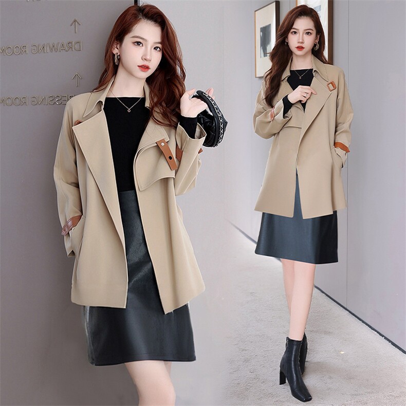 风衣外套女中长款秋新款韩版休闲时尚减龄气质街头风大衣风衣，女装风衣，韩美纤衣