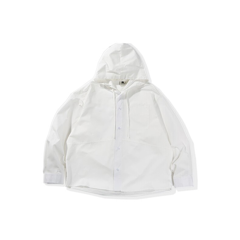 南夏乔装2025春季新款日系纯色口袋连帽衬衫复古情侣休闲宽松外套，男装衬衫，电商S006（B521）