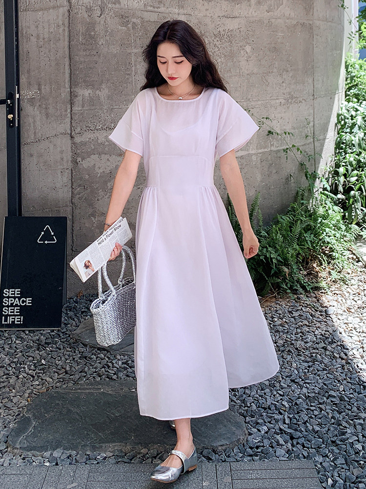 法式浪漫浅紫色连衣裙女夏2025新款度假风公主裙流行温柔风超火,女装连衣裙,浙宝305