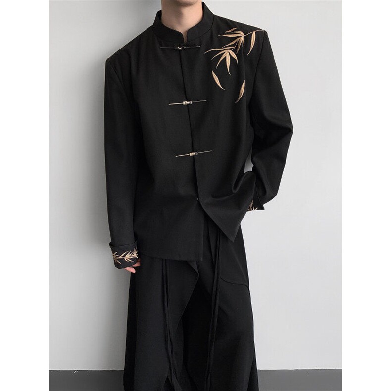 现货25秋冬竹叶刺绣礼服婚礼新中式竹叶西服xz149-p128,男装西服,电商B288