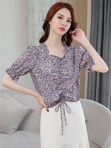 方领衬衫女2021年夏季图片