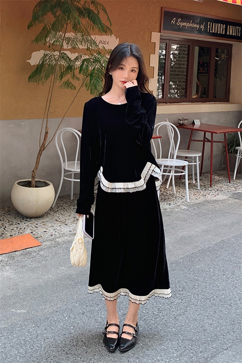 秋季新款轻奢高级感金丝绒套装裙两件套2960P145K218,女装套装/套裙,2C029