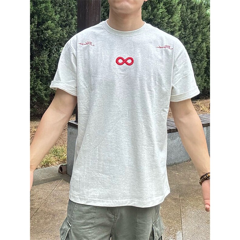 万针全刺绣解构设计260克重磅双纱纯棉高品质美式高街短袖T恤特35,男装T恤,电商A486
