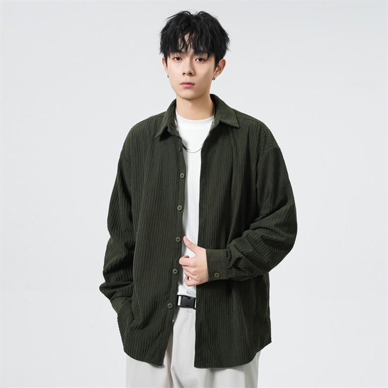 25年春季条纹长袖衬衫得物二开衬衣宽松现货DS-C323-1-2311-T批40,男装衬衫,电商C323-1