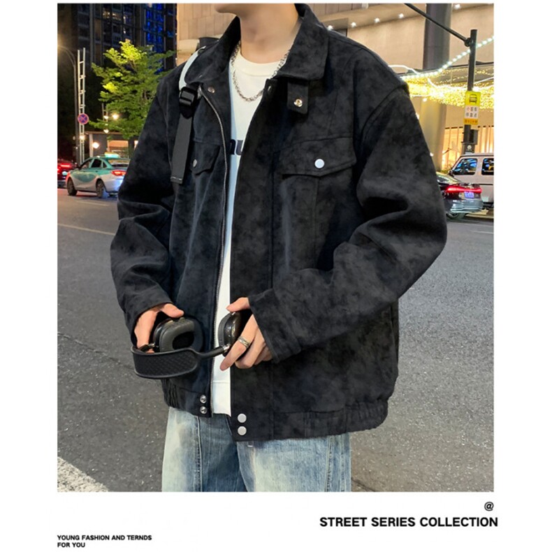 夜景绒感皮衣防水翻领扎染皮夹克男士休闲外套A406JK2559P95,男装夹克,星座309（原A406）