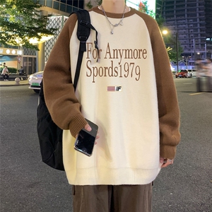 港风23新款冬季时尚百搭圆领字母印花毛衣M61006P65控88图片
