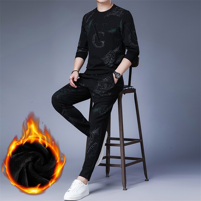 CA90855钱塘2020-2秋冬季厚款加绒时尚休闲中青年男士套装P173,男装休闲套装,钱塘207-2