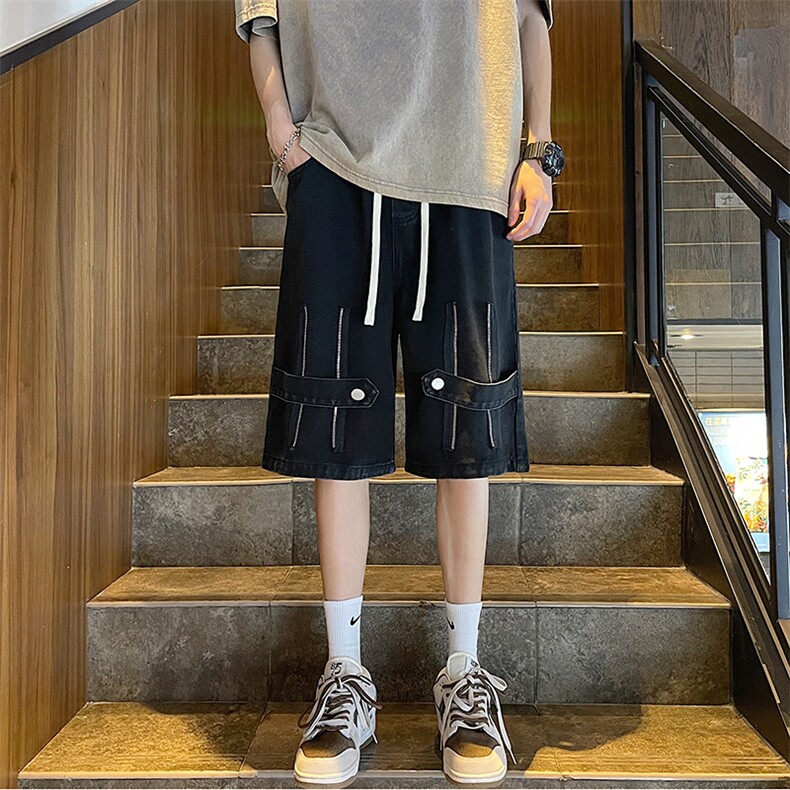 夏季美式高街拉链牛仔短裤宽松休闲五分裤313A-1-NZ046-P45控58,男装牛仔裤,星座808A-1