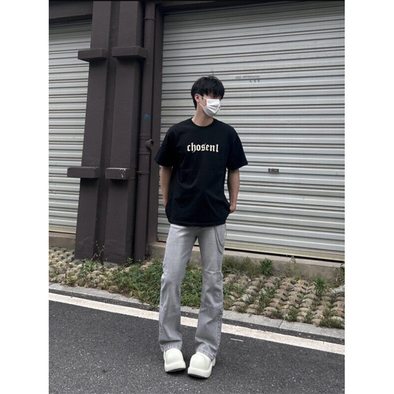 cleanfit夏季弹力牛仔裤男美式高街vibe裤灰色水洗做旧牛仔裤图片
