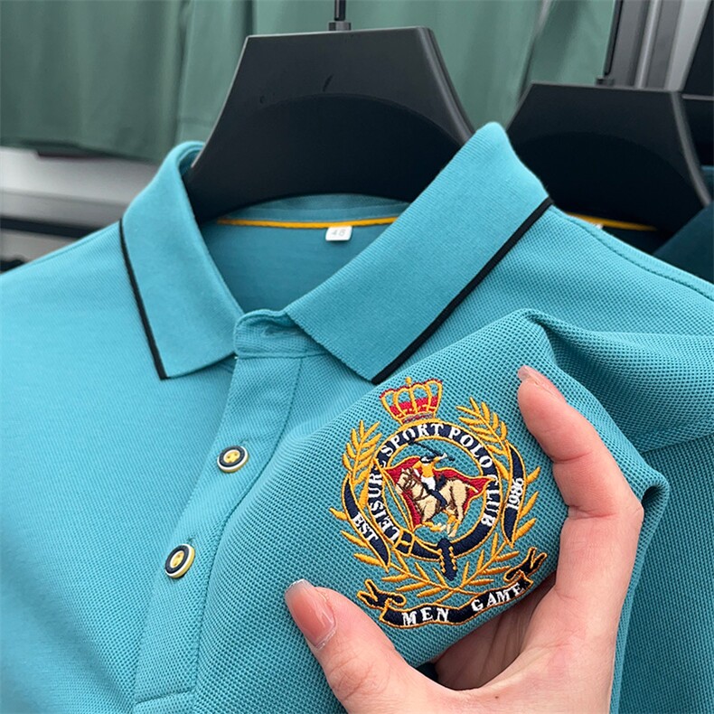 丝光棉长袖T恤2023春季新款男士保罗polo衫翻领中年休闲体恤男装,男装T恤,电商B212（原钱塘6029）