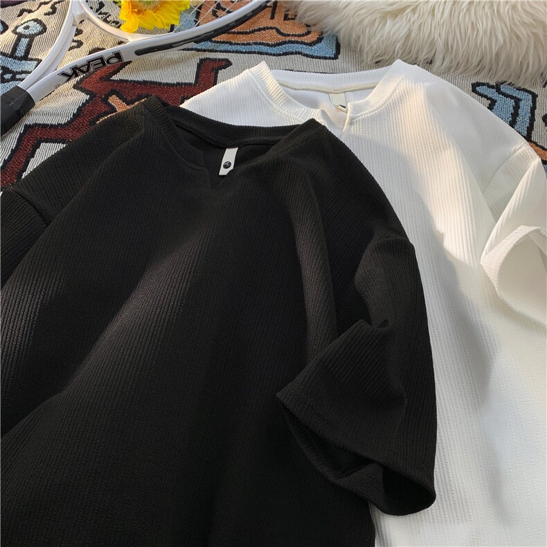 240g肌理感冰丝V领短袖T恤男 M-5XL 特P18控38图片