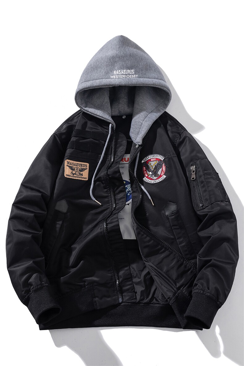 现货三色秋冬季潮牌夹克棉衣棒球服欧美街头飞行员外套情侣装,男装棉衣,电商A105