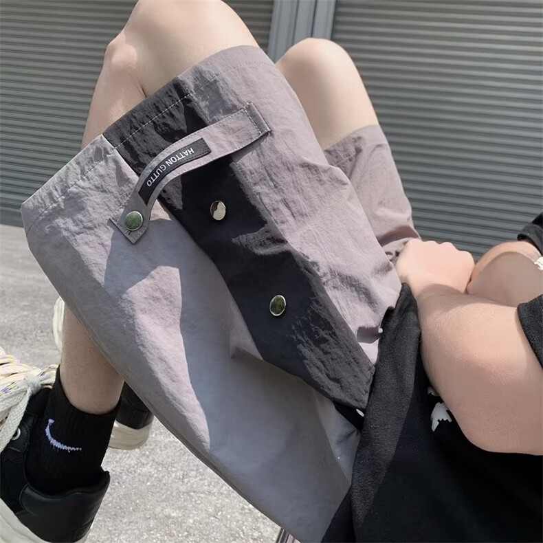 时尚潮牌宽松型松紧腰休闲裤工装裤直筒五分裤男潮HKD19-P30,男装休闲裤,星座1109-3