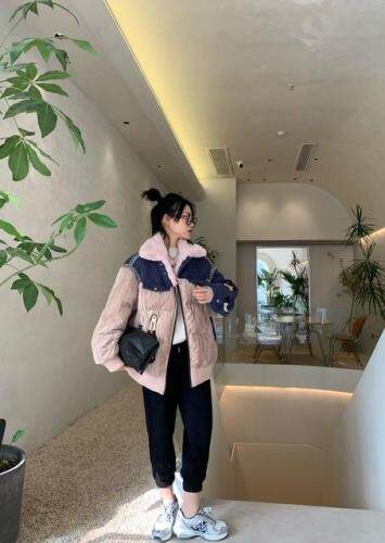 拼接款棉衣，女装棉衣/棉服，大图 DTU