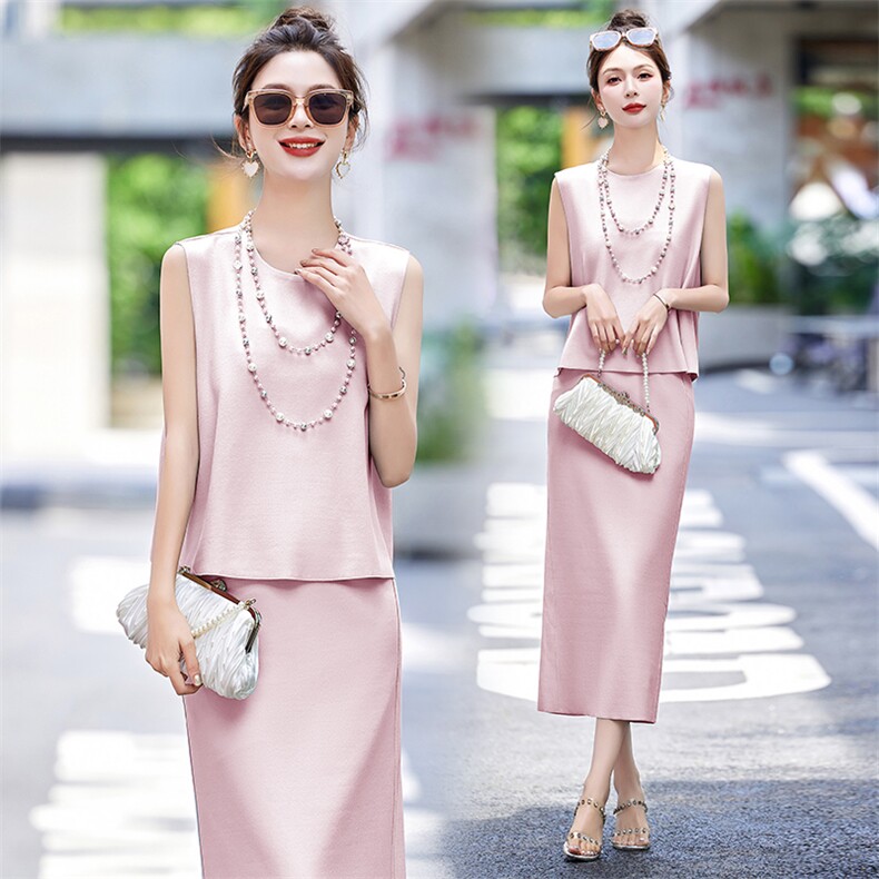 今年流行漂亮套装裙2024年新款减龄无袖上衣包臀裙夏装搭配一整套,女装套装/套裙,布芭啦