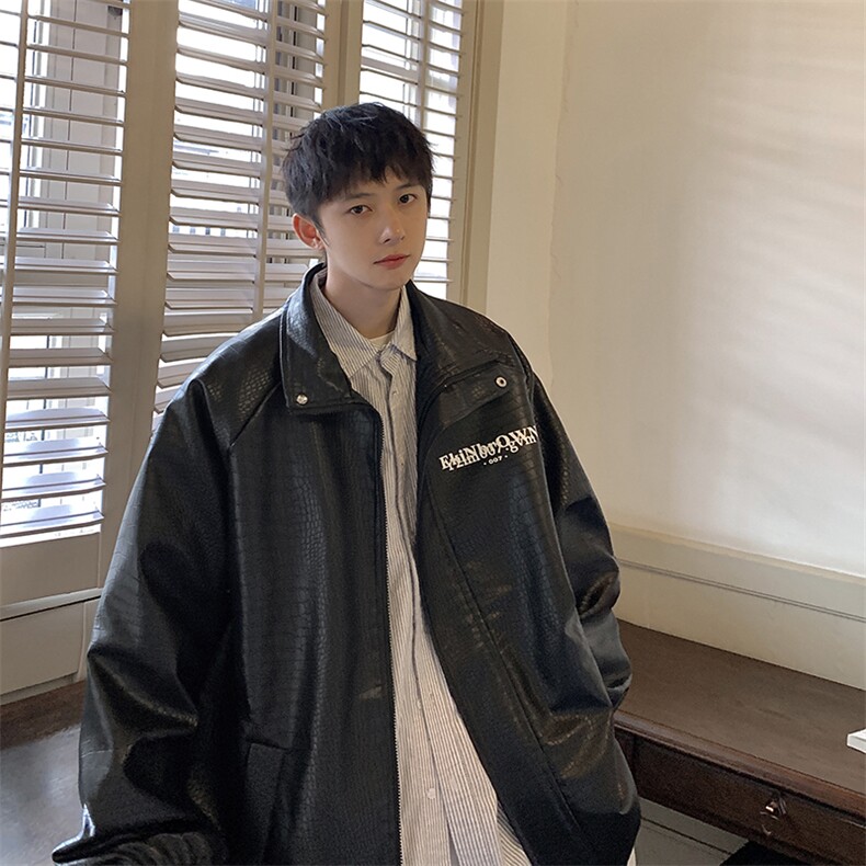 1港风皮夹克男中性休闲宽松潮流皮衣男夹克男外套JK7570P90控128，男装夹克，星座226-2