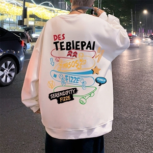 W537P35运动滑板印花圆领卫衣男春秋季长袖打底衫宽松外套图片