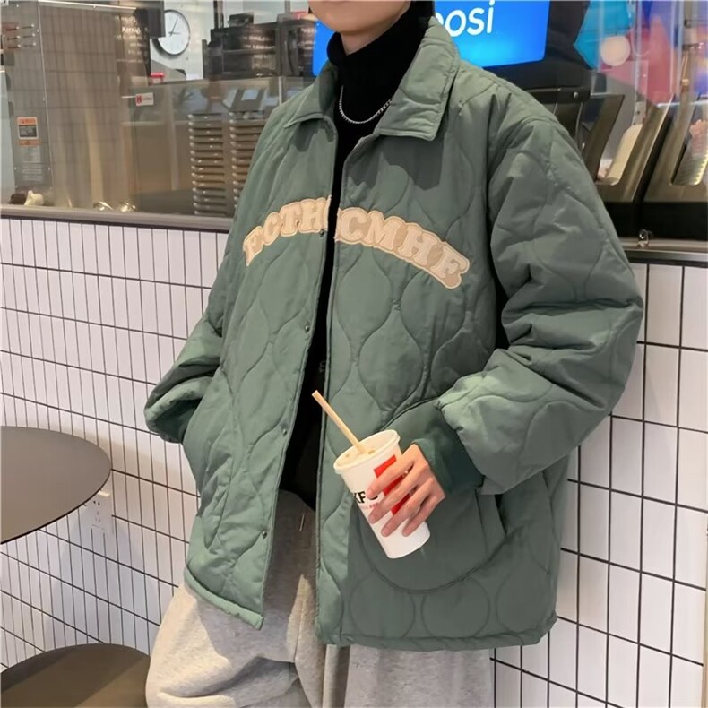 冬季潮流加厚学院风衣男高街潮牌翻领百搭情侣外套W6672-P58,男装棉衣,星座512-3