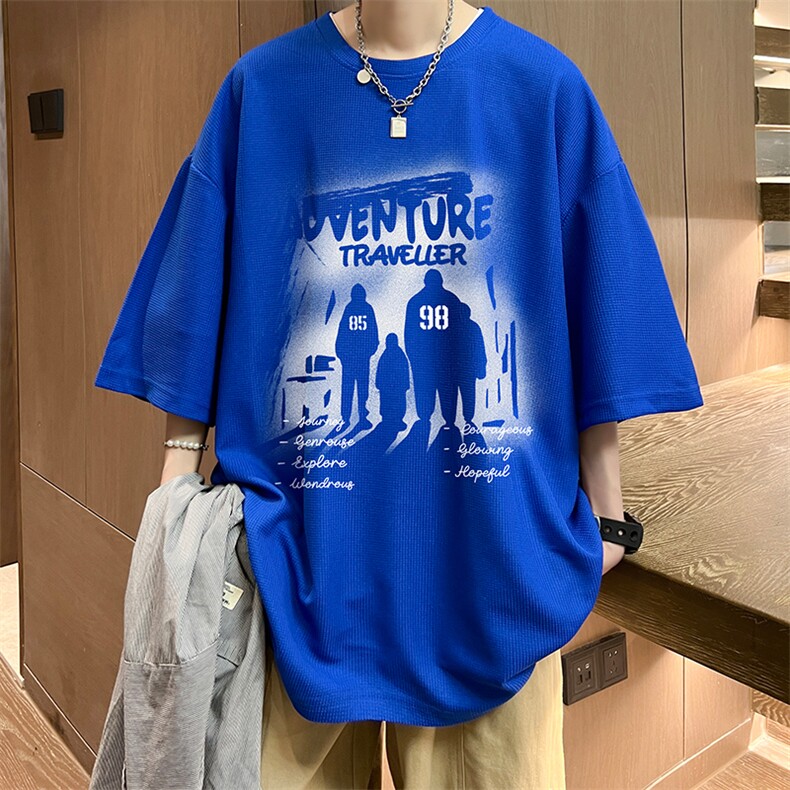 华夫格t恤男短袖男大码五分袖酒店风HT73374-P22,男装T恤,电商A040