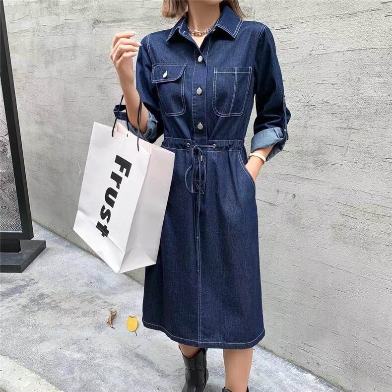 秋装新款牛仔连衣裙，女装连衣裙，艾子.抒适