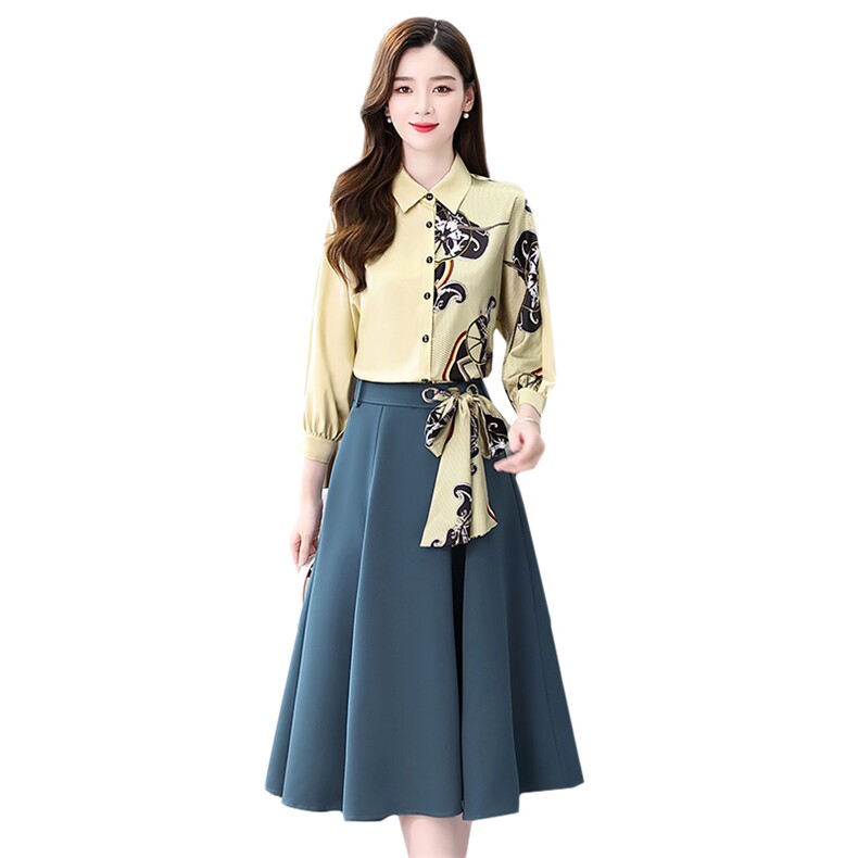 高级感职业套装裙女2023春秋新款时尚气质名媛减龄衬衫裙子两件套,女装套装/套裙,火爆靓佳人