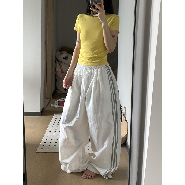 2025夏季新款美式工装裤女复古三条杠运动直筒夏季休闲爵士舞裤,女装休闲裤,星座1210-1