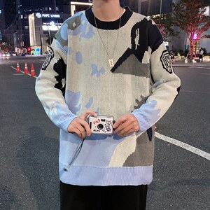 美式潮牌套头针织衫男上衣秋毛衣男长袖宽松休闲外套 M126-P42图片