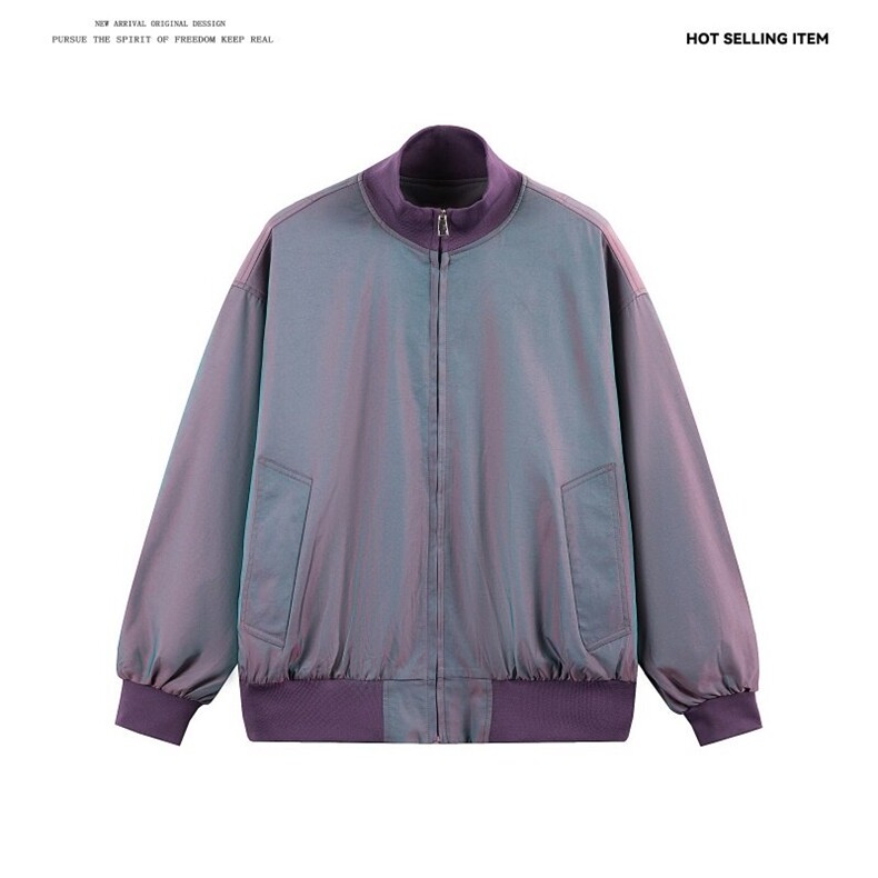 JK5023/P70春装新款炫彩缎面飞行夹克男女美式潮短款外套宽松上衣，男装夹克，电商A141