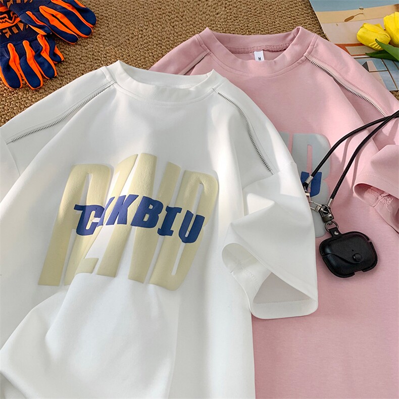 发泡印拉链曼巴棉280克短袖宽松大码T恤TT8315特p38控59，男装T恤，星座804-1