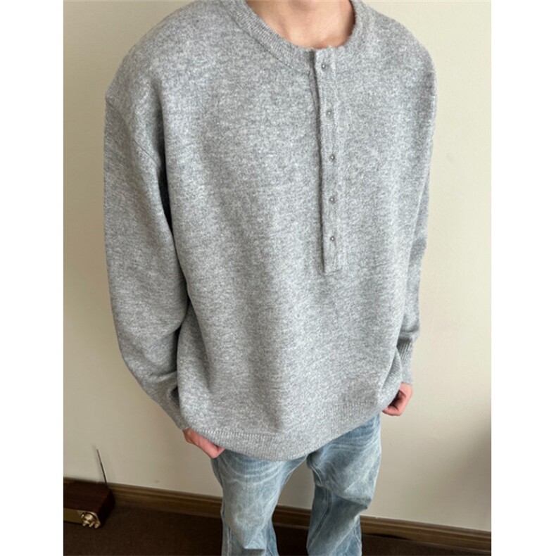 秋冬韩版简约金属钉扣设计亨利领毛衣男女保暖针织衫上衣MY430,男装针织衫/毛衣,星座1116A（原606A-3）