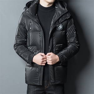 2023新款中年男士连帽商务休闲羽绒服冬季爸爸装加厚保暖外套图片