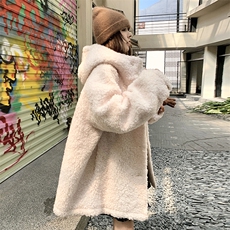 【现货】羊羔毛连帽2c016-7070-P205-K318，女装毛呢外套，2C016