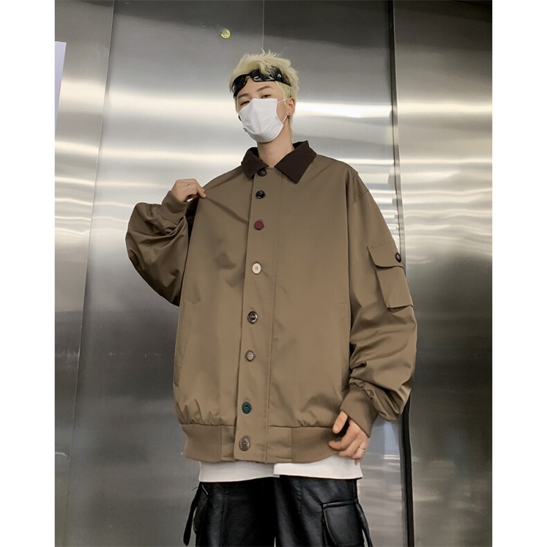 秋款男单排扣拉链夹克衫拼色大口袋休闲外套JK0169P68,男装夹克,星座1013-1