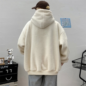 秋冬加绒加厚羊羔绒卫衣青少年休闲连帽外套男女975-P90控价118,男马丁靴搭配什么款式衣服好图片
