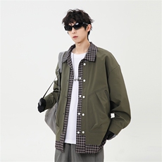 秋季休闲痞帅工装假两件翻领夹克潮流外套XZ301b-2-JK2582P78，男装夹克，星座301B-2（原A443-1）