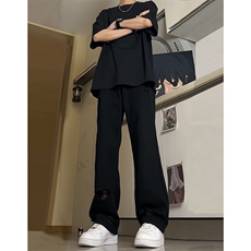 现货夏季显瘦破洞设计感宽松直筒高街薄款休闲牛仔裤K5802-特P35，男装牛仔裤，星座205